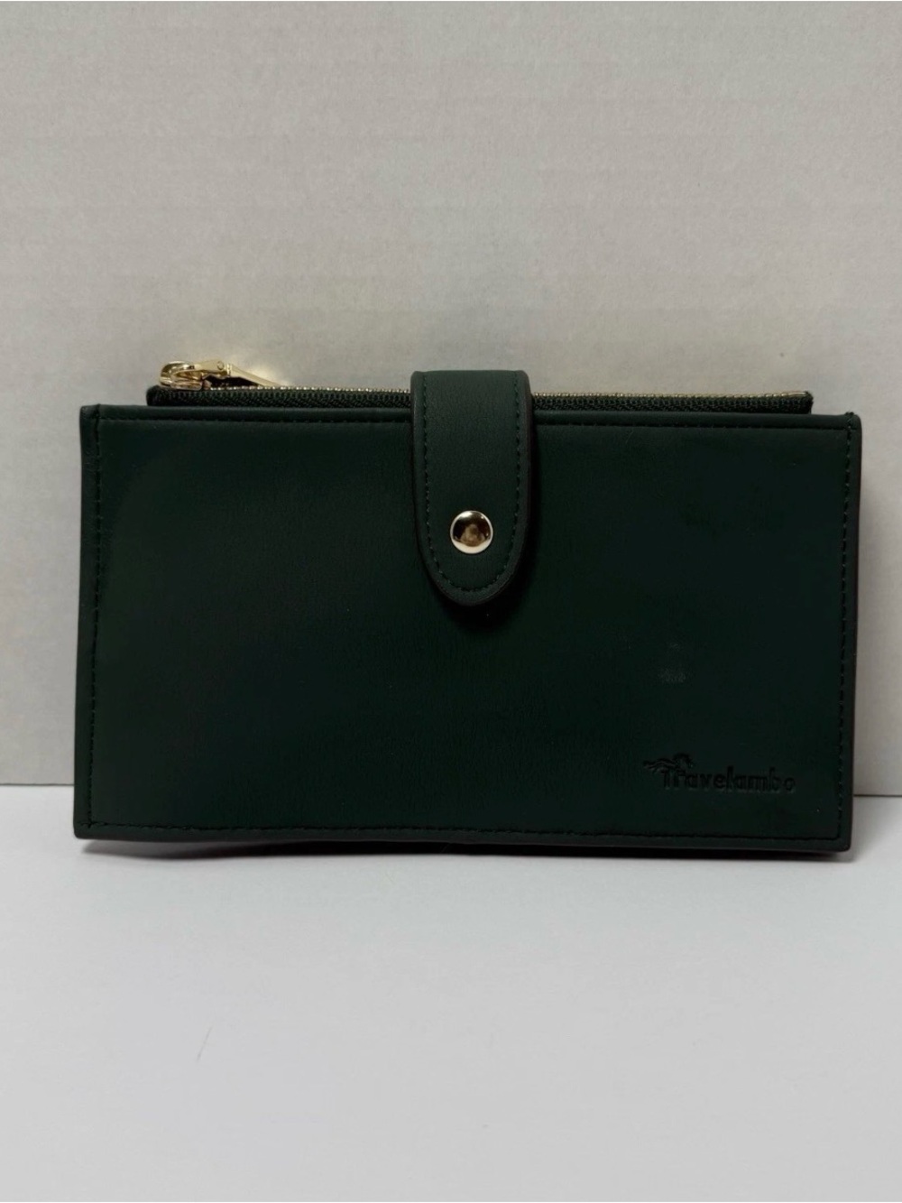 Travelambo Green Women's Multi Card Bifold Organizer Wallet Saffiano Leather